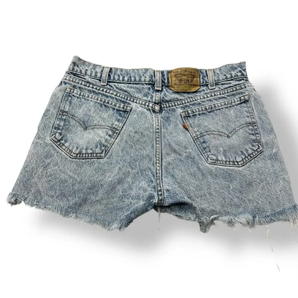 Vintage‎ Levi's 505 Distressed Shorts Women's 10/30 Orange Tab Made in USA